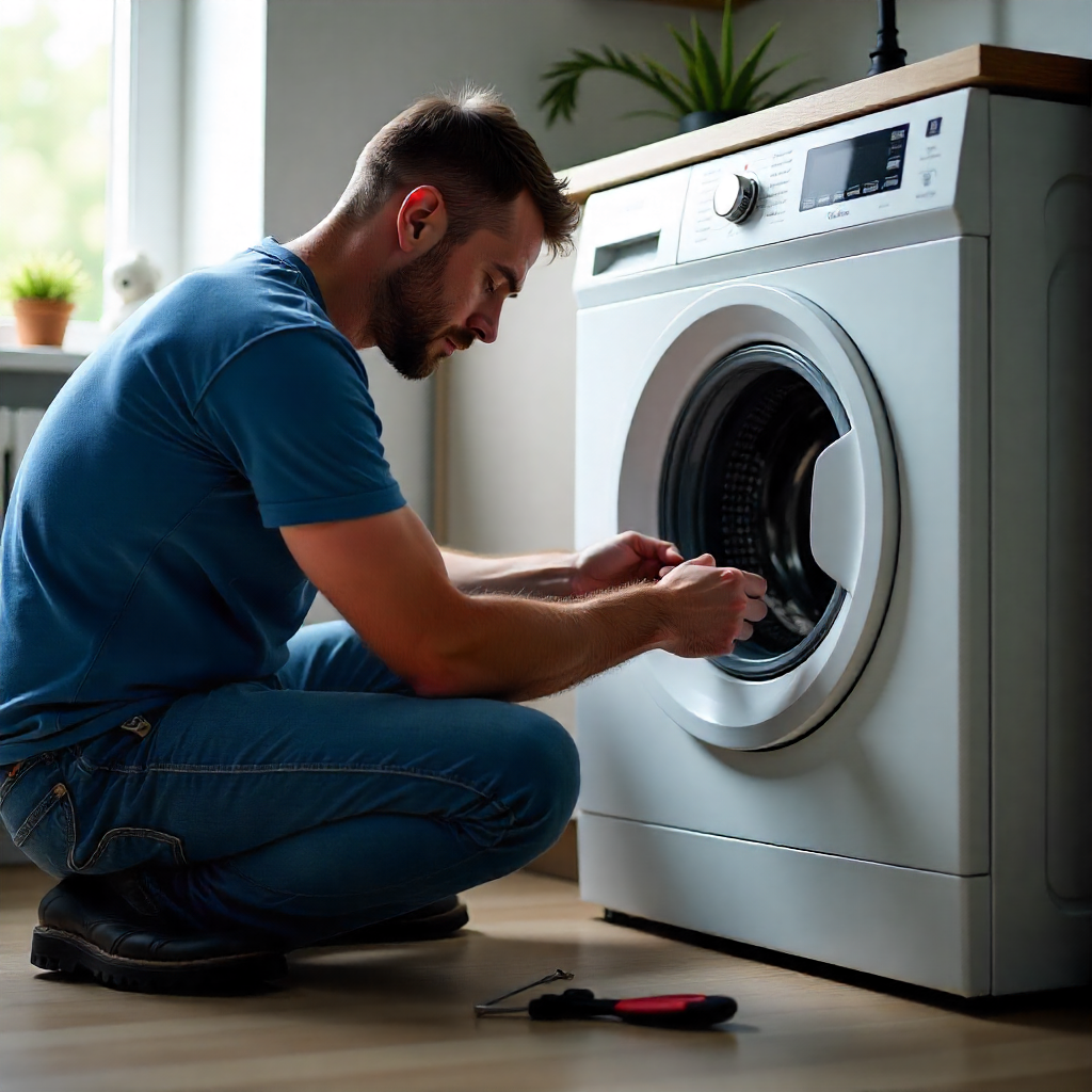 Professional appliance technician at work